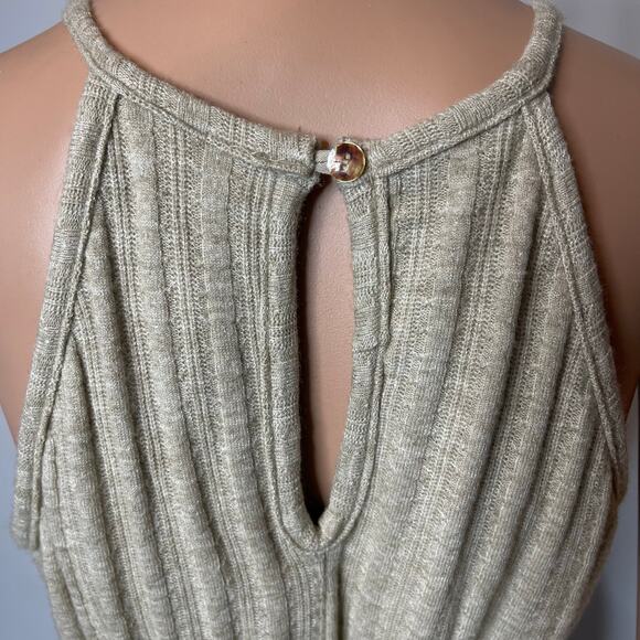 Anthropologie Amadi Caroline Knit Midi Dress size Medium New Beige Minimalist - Picture 6 of 8